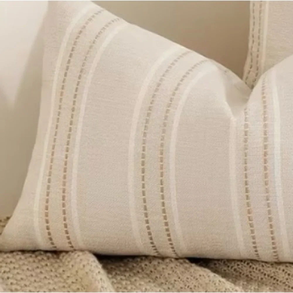 Sophisticated Cream and Tan Striped Accent Pillow cover set  ~ New~